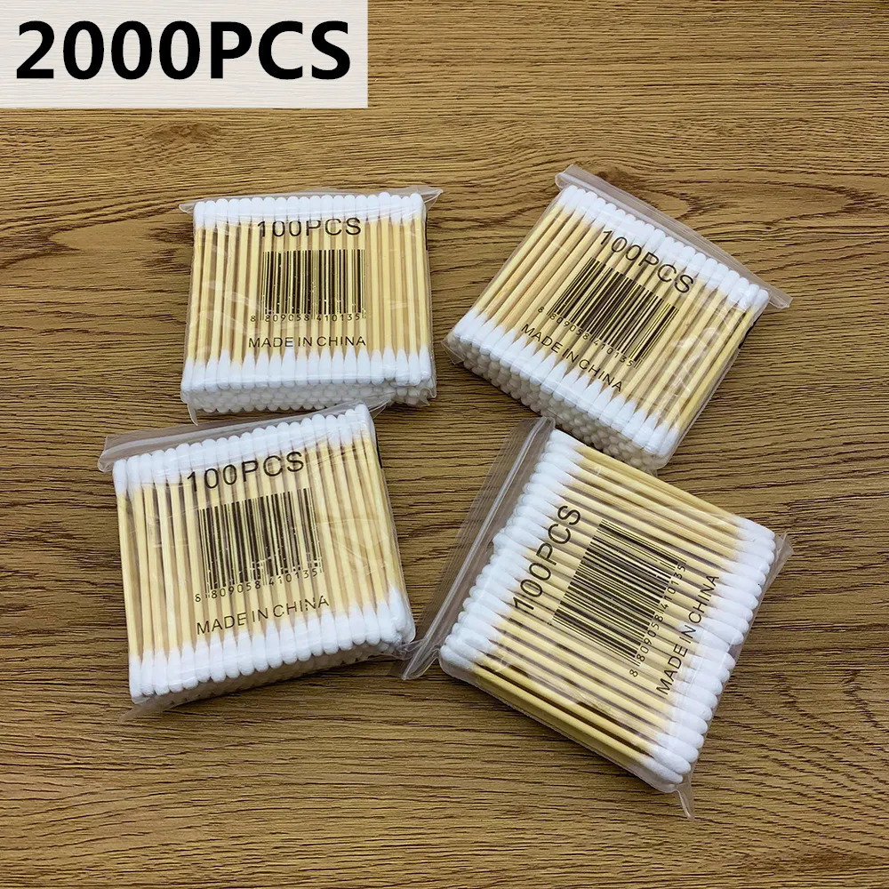 Cotton Swabs 2000pc Double Head Cotton Swab Bamboo Cotton Swab Wood Sticks Disposable Buds Cotton For Beauty Makeup Nose Ears Cleaning Tools 231007