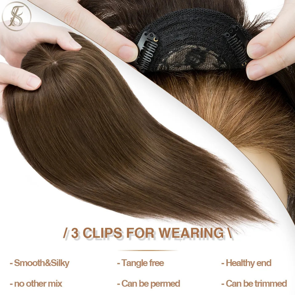 Lace Wigs TESS Human Hair Toppers 8.5x8.5cm Women Topper 2cm Hair Vortex Natural Hair Wigs Center Crown Machine-made Hairpiece With Bangs 231006