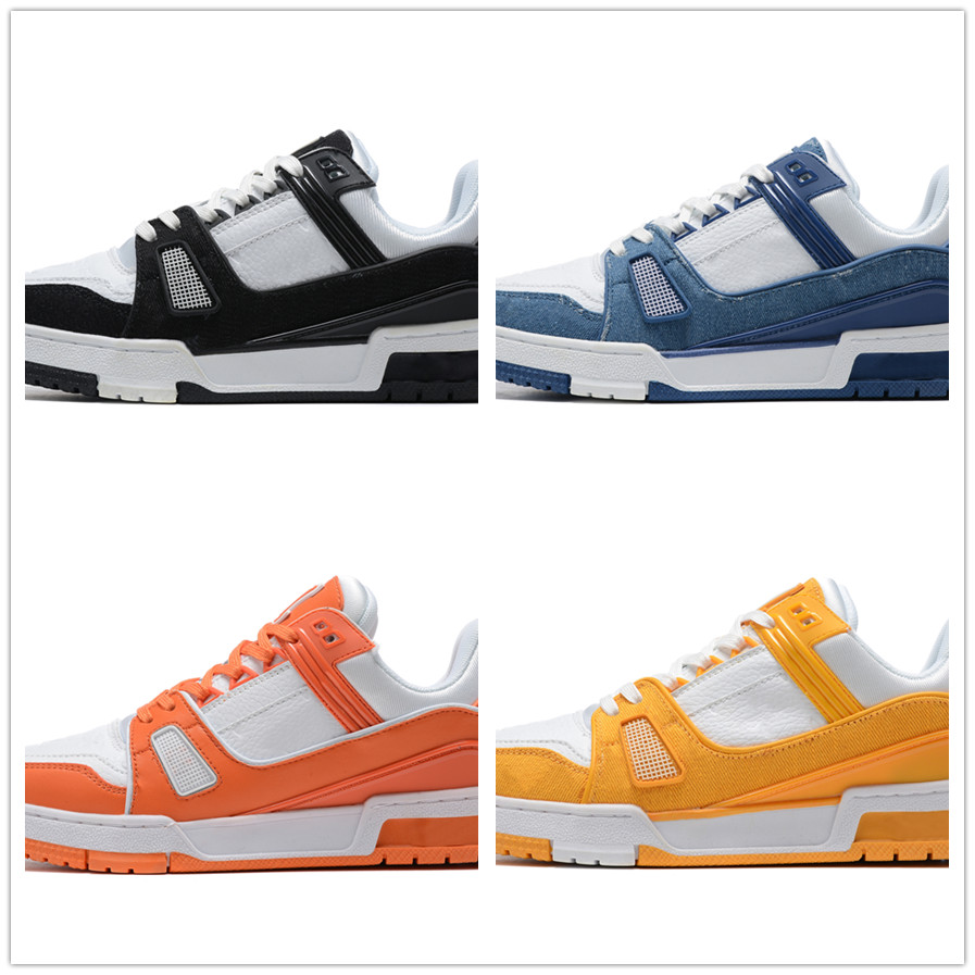 Desigenrs Mens Womens Sneaker Casual Shoes Denim Canvas Leather Abloh White Green Red Blue Letter Overlays Platform Sneakers