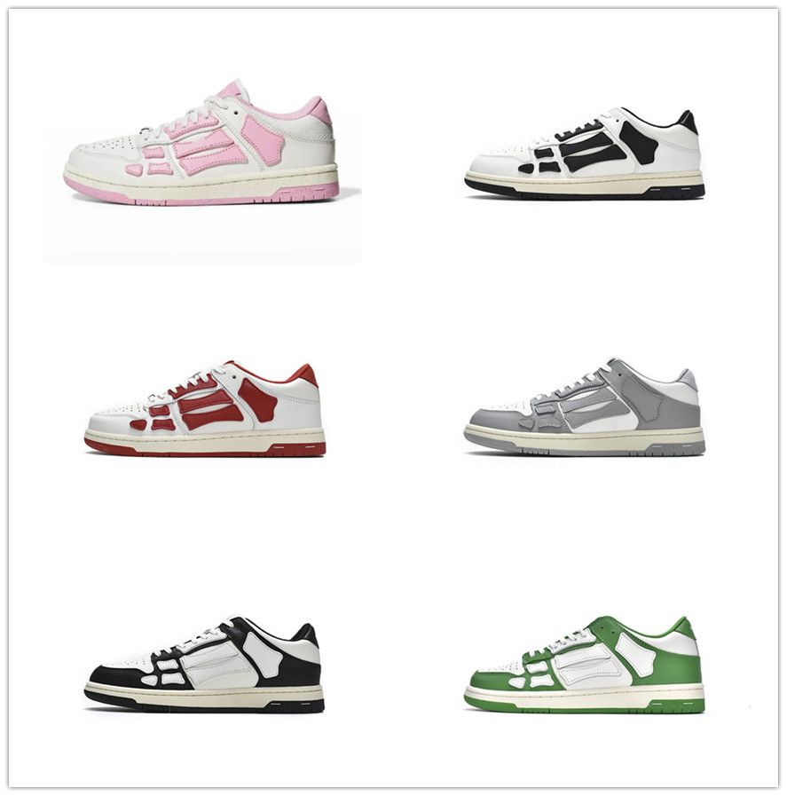Designer Skel-Top Casual Shoes Skelet Bones Runner Skeleton Women Men Retro Sneakers Black White Genuine Leather Lace Up shoe