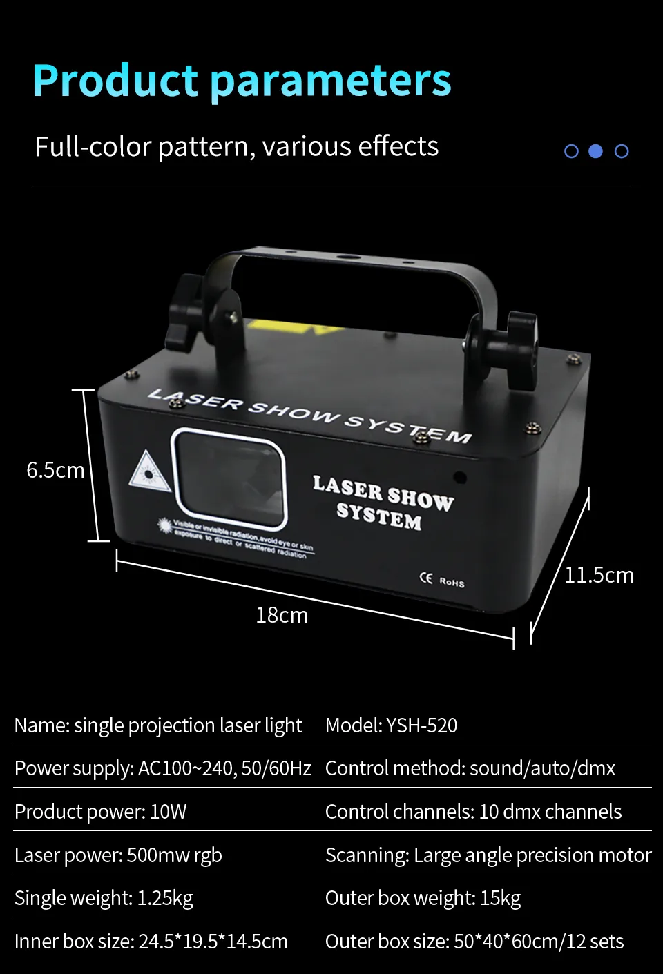 500mw RGB Laser Beam Line Scanner Projector DJ Disco Stage Lighting Effect Dance Party Wedding Holiday Bar Club DMX Lights