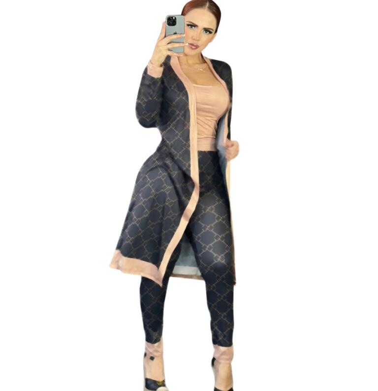 Fashion Womens Tracksuits Sports Suit Daily cardigan dress and Pants Lady G Print Autumn 2 Pieces Jumpsuit Outfits Sport Sweatsuit jogging Sweatsuits