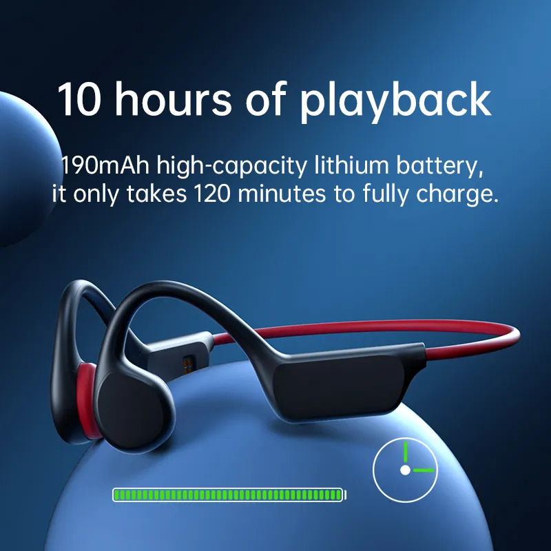 Headsets Bone Conduction Earphones Bluetooth Wireless IPX8 Waterproof MP3 Player Hifi Ear hook Headphone With Mic Headset For Swimming 231007