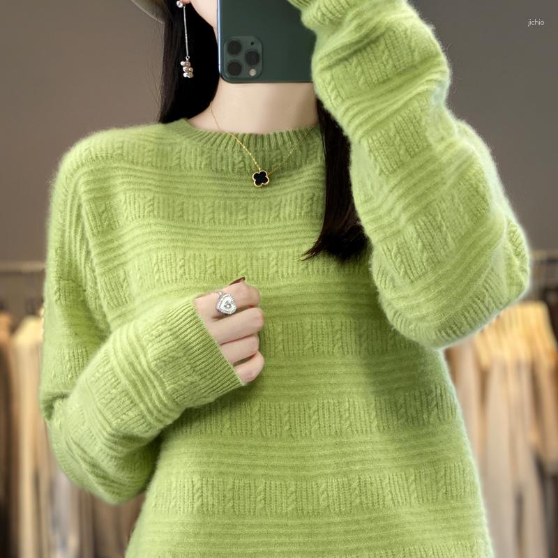 Womens Sweaters Autumn/Winter Wool Thickened Knitted Top Horizontal Twisted Flower Pullover Round Neck Solid Sweater