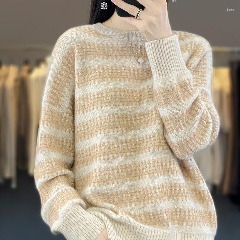 Womens Sweaters Cashmere Wool Sweater 2024 Autumn/Winter Round Neck Pullover Korean Fashion Loose Top Soft Comfortable