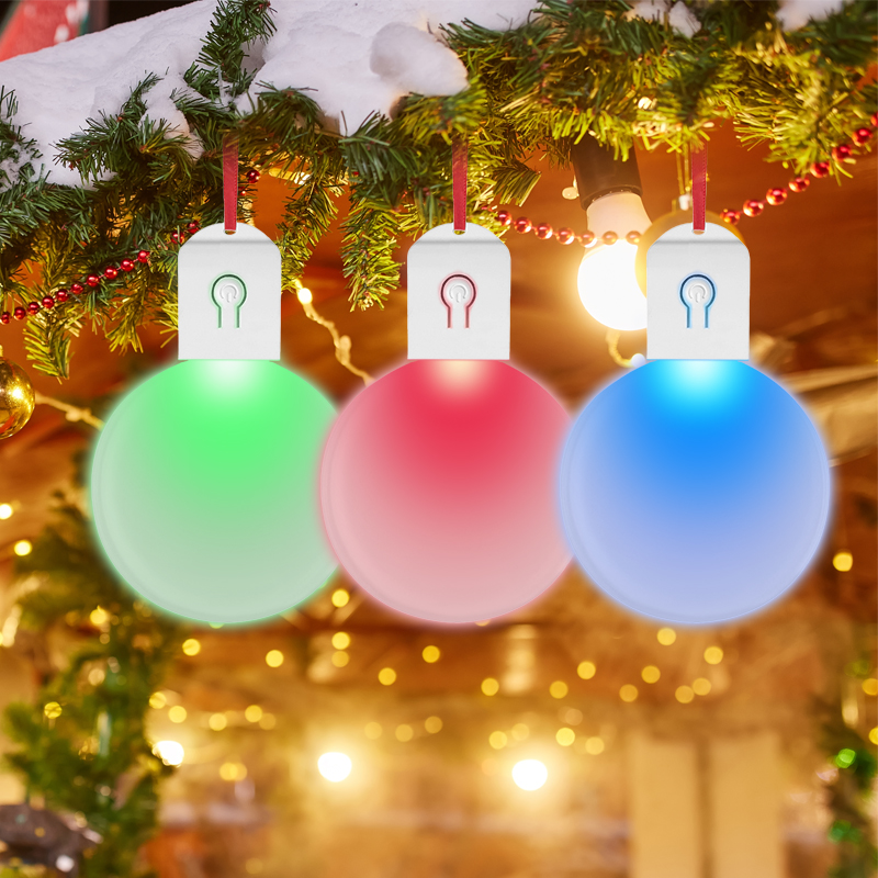 Sublimation LED Light Acrylic Christmas Ornaments With 7 Color Night Light Lamp Hanging Xmas Tree Pendant Christmas Decoration With Red Rope