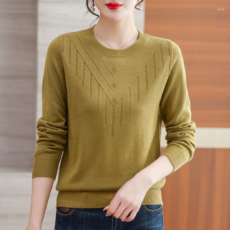 Womens Sweaters Middle Aged Mother Pullovers Tops Spring Autumn Winter Knitwears Bottom Shirt Loose Women Large Size Long Sleeve Sweater