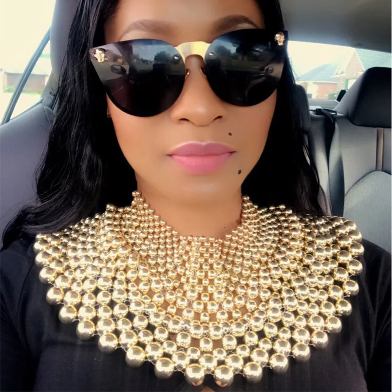 Chokers KDLUN Indian Jewelry Handmade Beaded Statement Necklaces For Women Collar Beads Choker Maxi Necklace Wedding Jewelry 231007