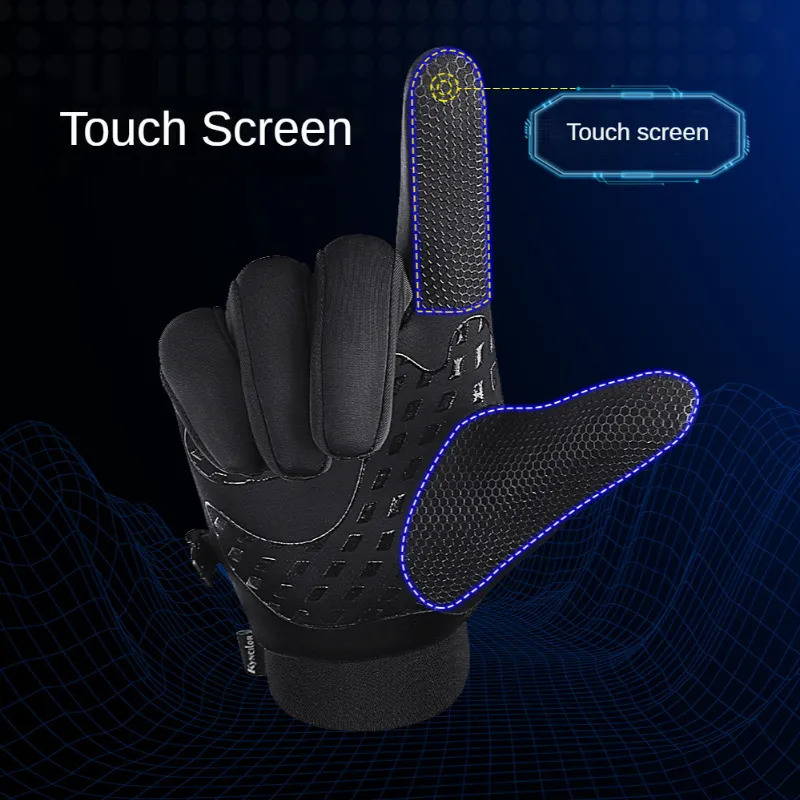 Five Fingers Gloves Winter Men Women Ski Snow Gloves Waterproof Cycling Gloves Full Finger Warm Thermal Fleece Gloves with Small Zipper Pocket 231007
