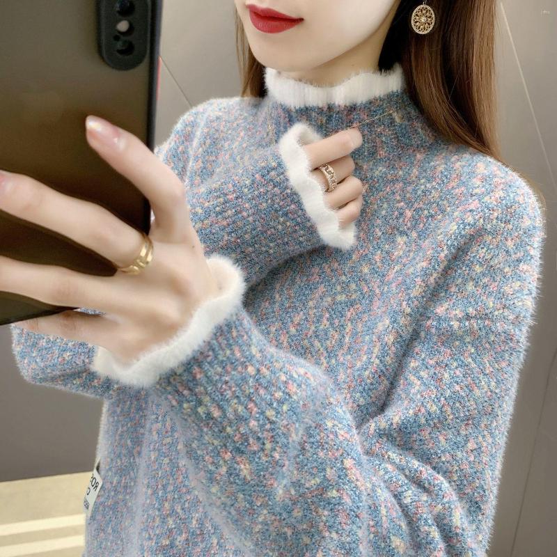 Womens Sweaters Autumn And Winter Sweater Women Keep Warm Ruffled Collar Pullovers Knitting Fashion Long Sleeve Loose Tops T770