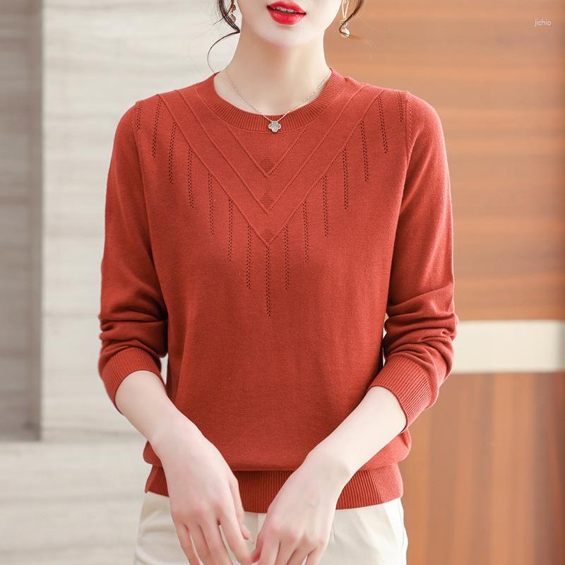 Womens Sweaters Middle Aged Mother Pullovers Tops Spring Autumn Winter Knitwears Bottom Shirt Loose Women Large Size Long Sleeve Sweater