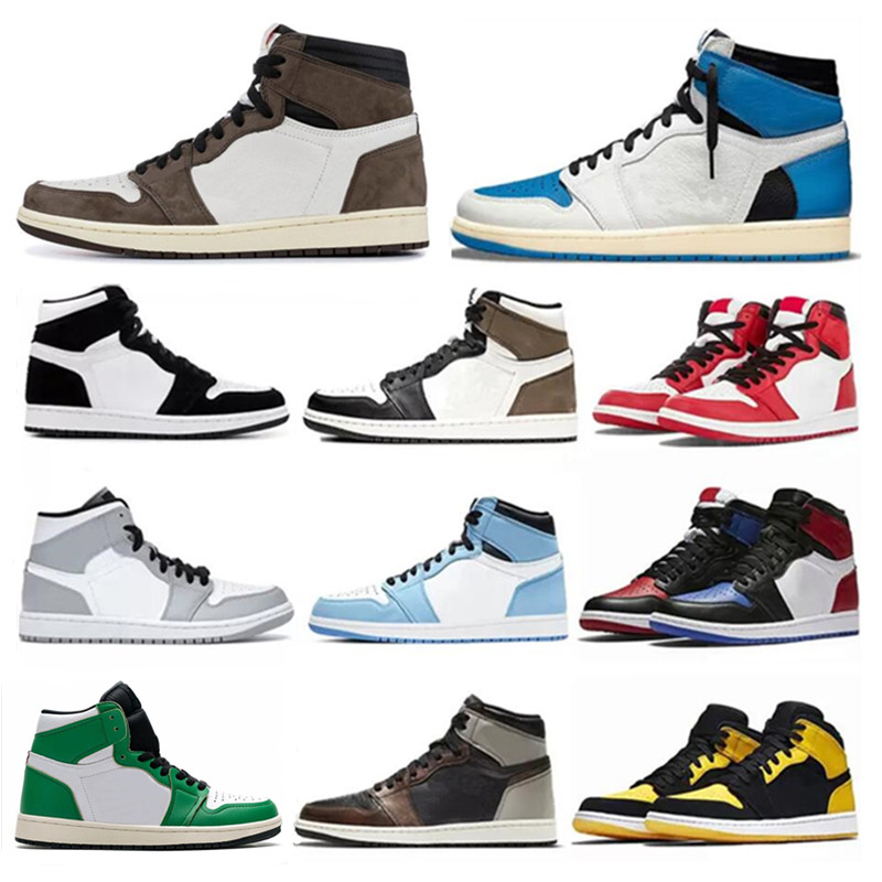 Real Leather 1:1 PK Quality 1 High Basketball Shoes Women Mens Sneakers Trainer Size us 4-13 All With Box