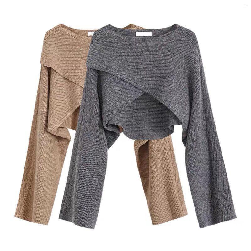 Womens Sweaters Women Short Knit Sweater Long Sleeve Solid O Neck Irregular Hem Loose Pullovers Mens Small