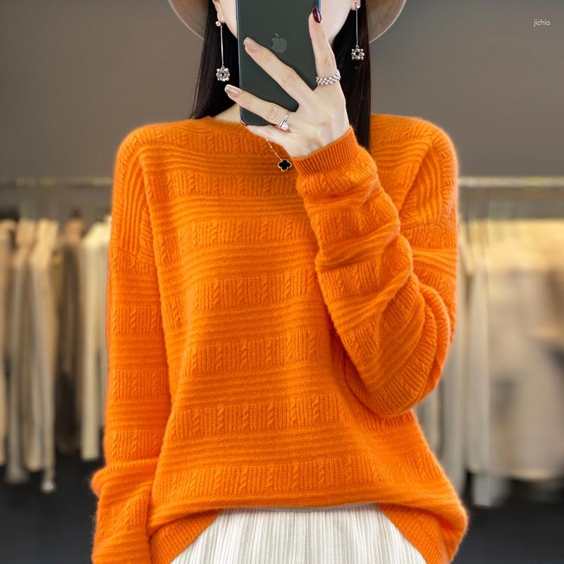 Womens Sweaters Autumn/Winter Wool Thickened Knitted Top Horizontal Twisted Flower Pullover Round Neck Solid Sweater
