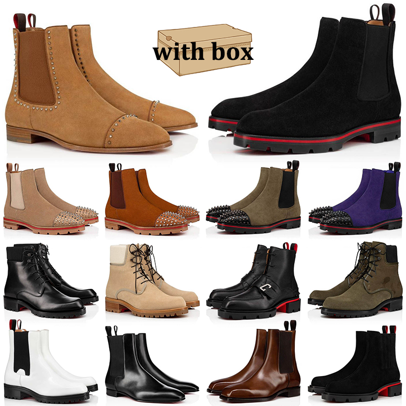 Boots Designer Men Fashion Patent Leather Black Beige Platform Sneakers Flat Over Th red bottoms Christians Louboutins louboutinheel loubitons louboutinr YTR5