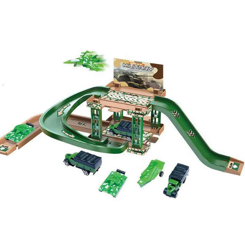 Diecast Model Children s track parking lot toys multi storey car building fire engineering dinosaur 231007