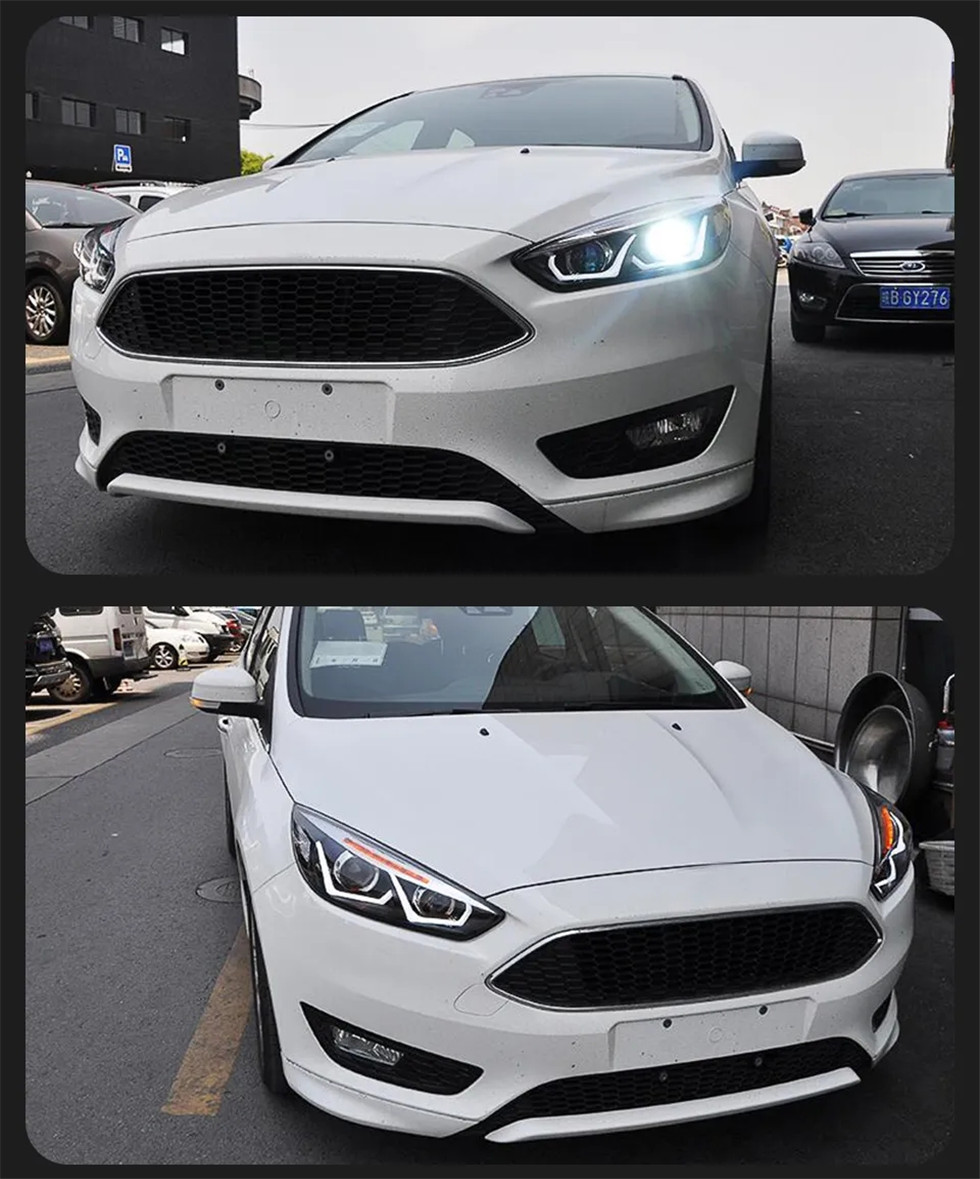 Auto Headlights Modified For Ford Focus 20 15-20 18 Angel Eye Styling LED Daytime Lights Dual Projector DRL Car Accesorios