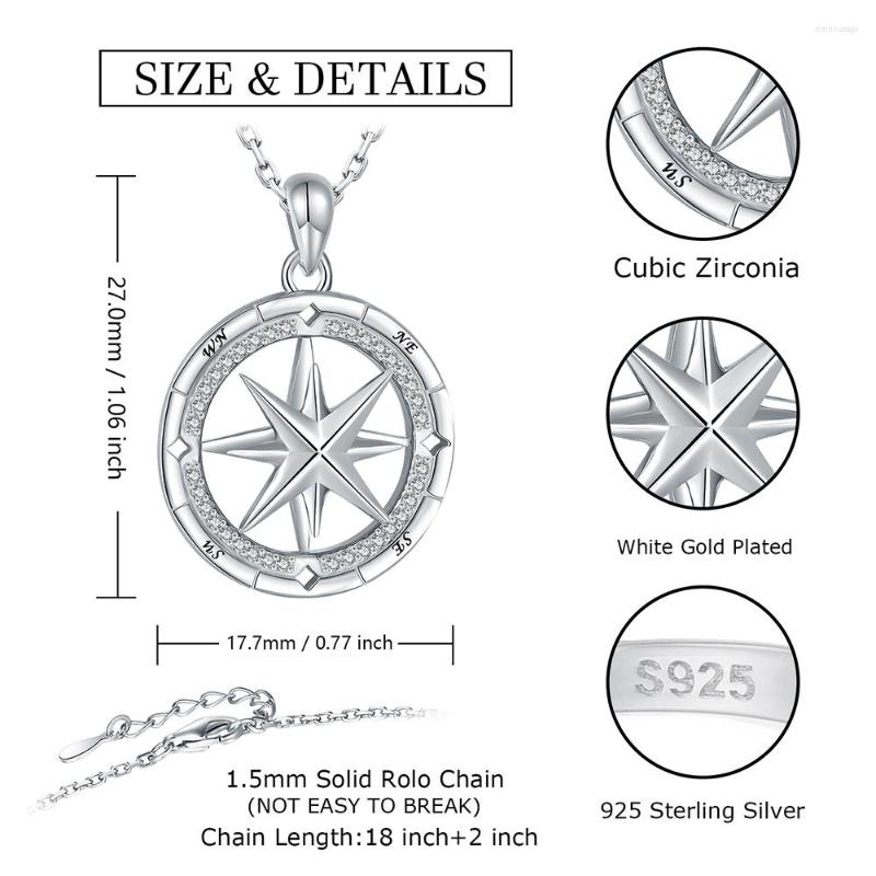 Pendants 925 Sterling Silver Star Compass Spinning Necklaces Go In The Direction Of Your Dreams Inspirational Jewelry Gifts For Women Men