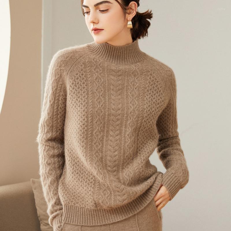 Womens Sweaters 2024 Winter Pure Cashmere Soft Women Long Sleeve Standard Knitwear Fashion Female Tops