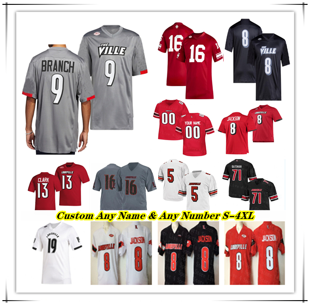 NCAA College Louisville Football Jersey Jack Plummer Jawhar Isaac Guerendo Jamari Thrash Ahmari Huggins-Bruce Chris Bell Kevin Coleman Cam'Ron Kelly Gillotte Quinn