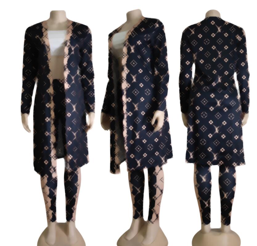 Fashion Womens Tracksuits Sports Suit Daily cardigan dress and Pants Lady G Print Autumn 2 Pieces Jumpsuit Outfits Sport Sweatsuit jogging Sweatsuits