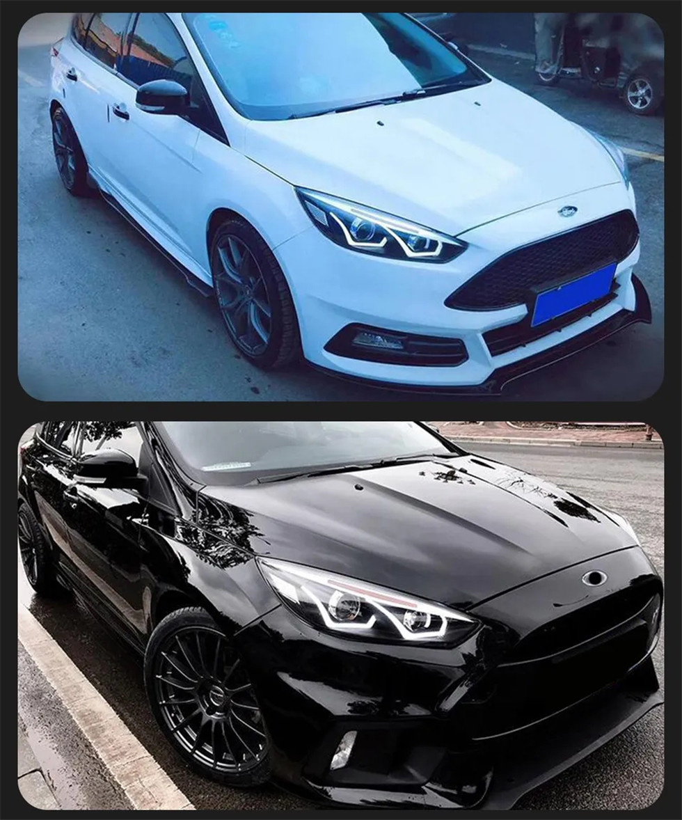Auto Headlights Modified For Ford Focus 20 15-20 18 Angel Eye Styling LED Daytime Lights Dual Projector DRL Car Accesorios