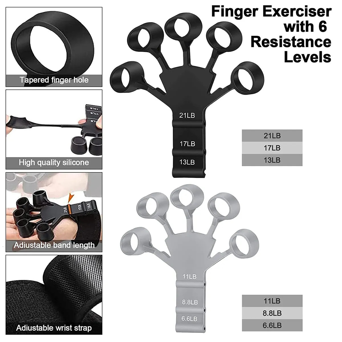 Hand Grips Hand Exercisers Strength Finger Extension Gripper Hand Grip Strengthener Finger Grip Trainer Forearm Band for Wrist Training 231007