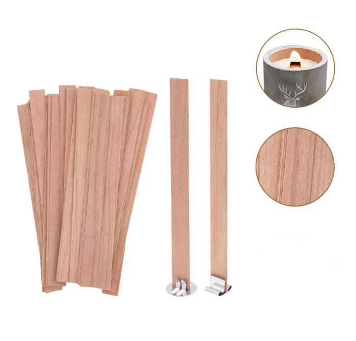 Multi Size Wood Candle Wicks With Iron Stand Diy Natural Candle Cores For Birthday Party Valentine's Day Candles Accessorie