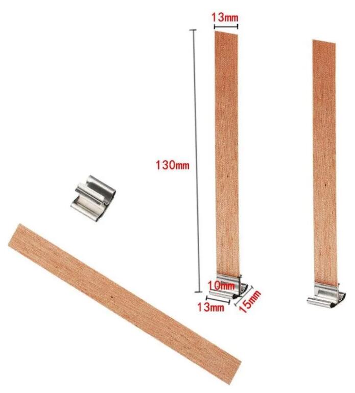 Multi Size Wood Candle Wicks With Iron Stand Diy Natural Candle Cores For Birthday Party Valentine's Day Candles Accessorie