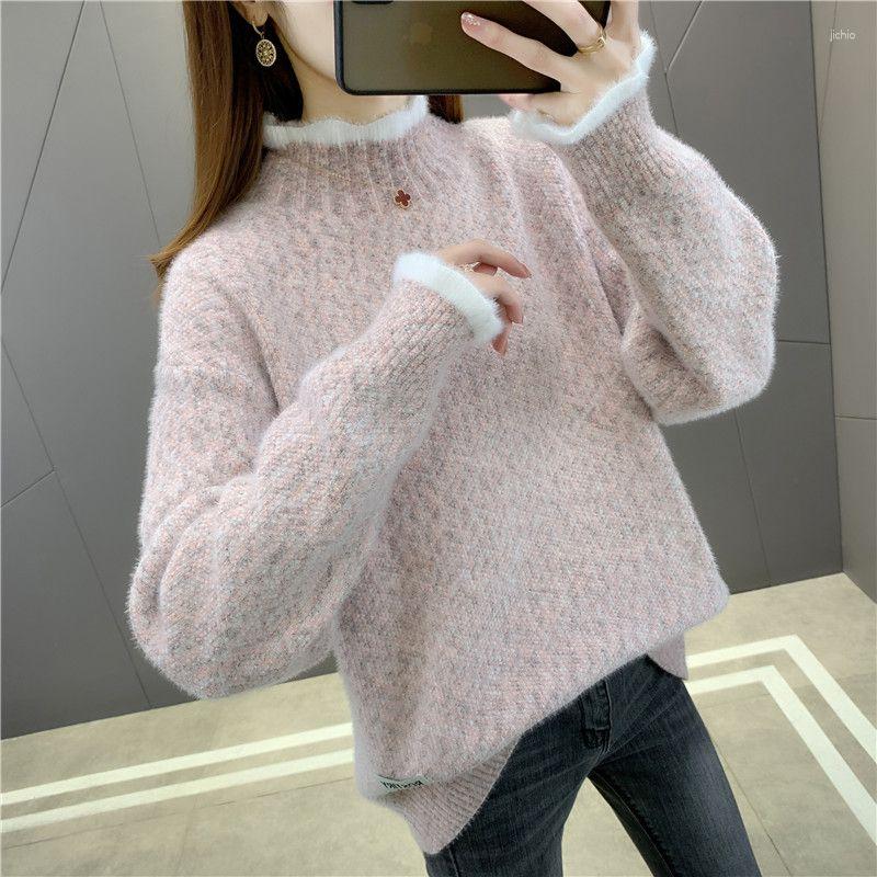 Womens Sweaters Autumn And Winter Sweater Women Keep Warm Ruffled Collar Pullovers Knitting Fashion Long Sleeve Loose Tops T770