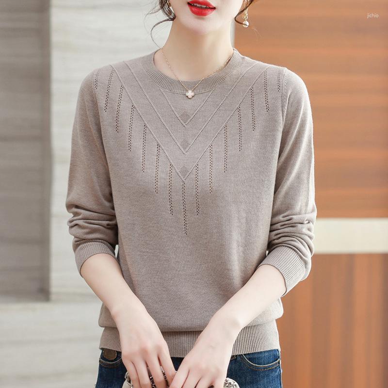 Womens Sweaters Middle Aged Mother Pullovers Tops Spring Autumn Winter Knitwears Bottom Shirt Loose Women Large Size Long Sleeve Sweater