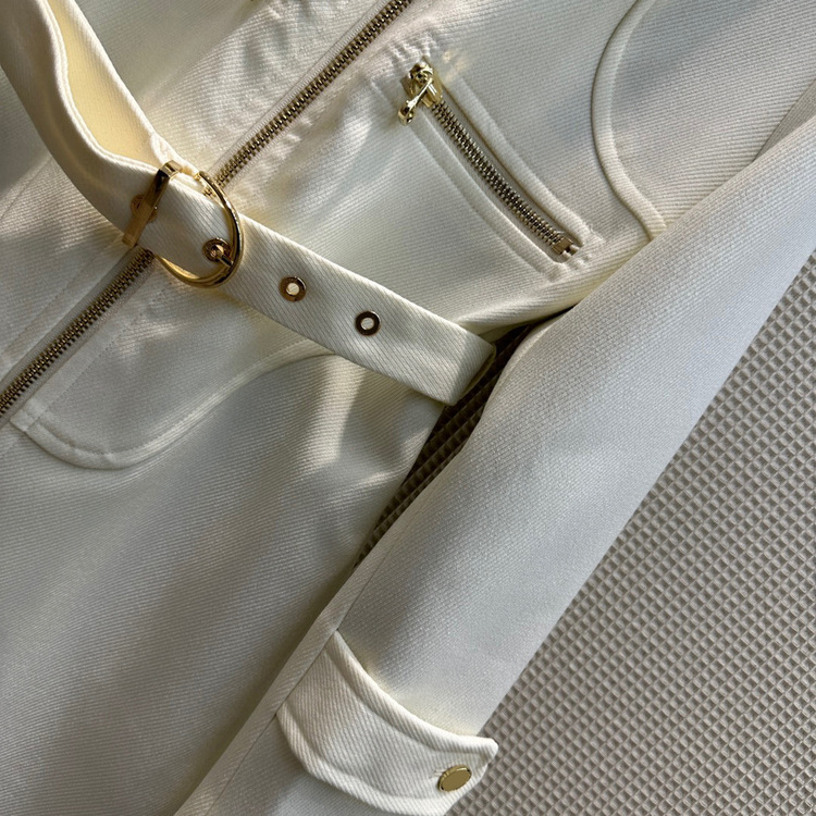 Milan Style Runway Dress Autumn Crew Neck Long Sleeve White Black Brand Same Style Empire Womens Dress Fashion