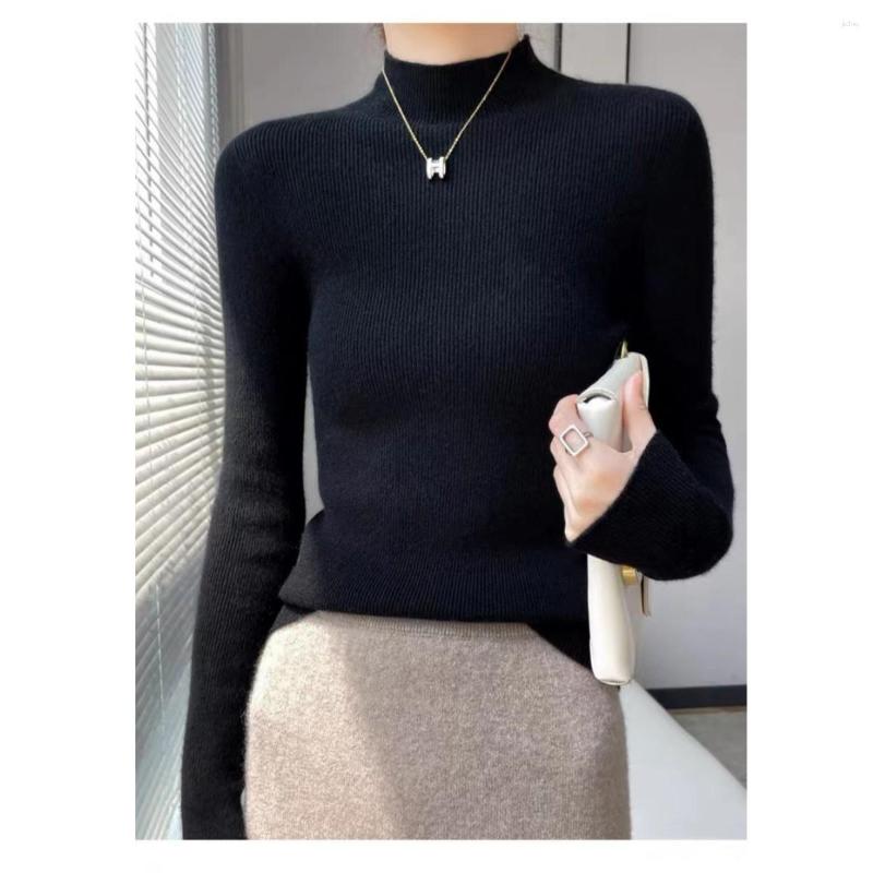 Womens Sweaters 23 Autumn/Winter Fit Versatile Soft Glutinous Wool Cashmere High Neck Seamless Knitted Underlay Sweater