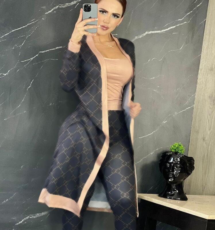 Fashion Womens Tracksuits Sports Suit Daily cardigan dress and Pants Lady G Print Autumn 2 Pieces Jumpsuit Outfits Sport Sweatsuit jogging Sweatsuits