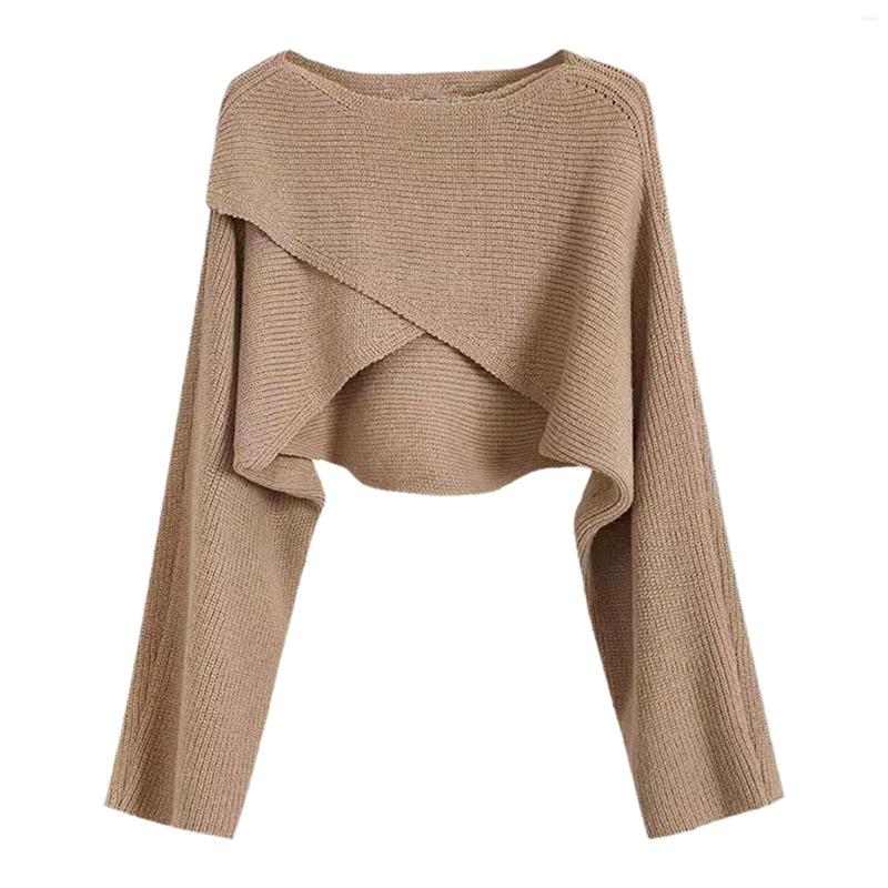 Womens Sweaters Women Short Knit Sweater Long Sleeve Solid O Neck Irregular Hem Loose Pullovers Mens Small