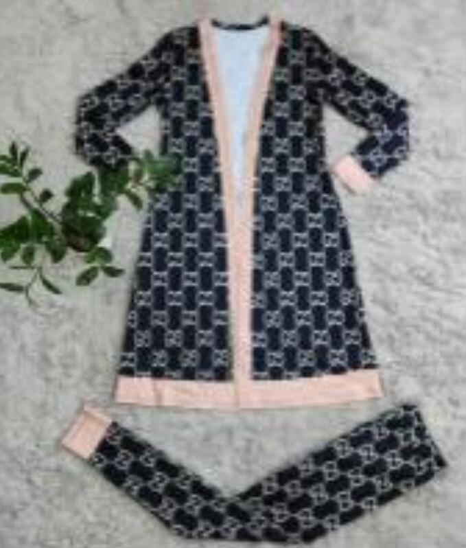 Fashion Womens Tracksuits Sports Suit Daily cardigan dress and Pants Lady G Print Autumn 2 Pieces Jumpsuit Outfits Sport Sweatsuit jogging Sweatsuits