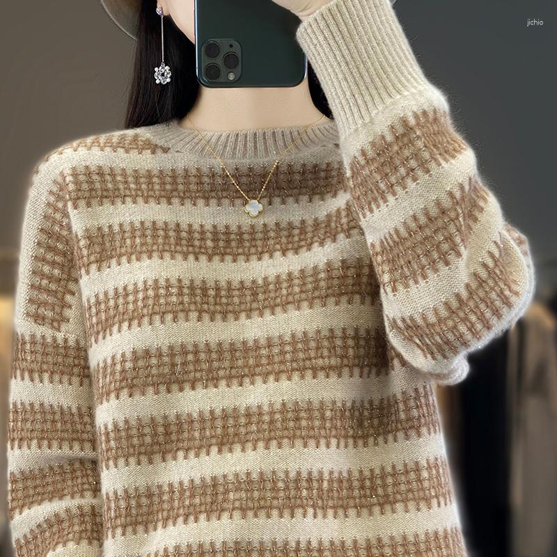 Womens Sweaters Cashmere Wool Sweater 2024 Autumn/Winter Round Neck Pullover Korean Fashion Loose Top Soft Comfortable