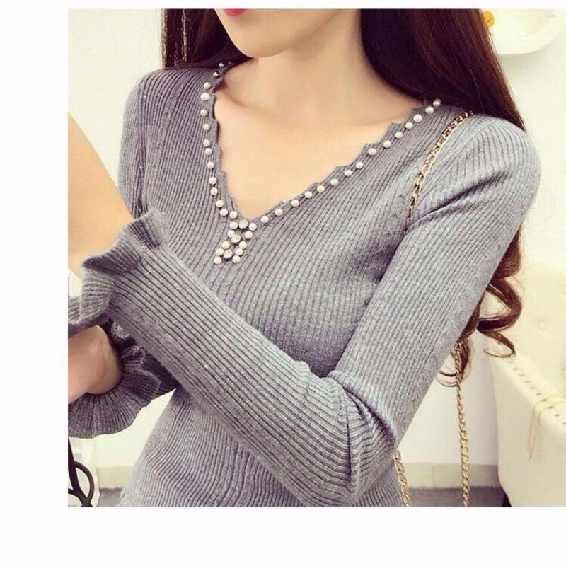 Womens Sweaters 2024 Women Spring Autumn Fashion V-neck Knitted Bottoming Tops Female Slim Fit Sweater Ladies Short Pullover T210