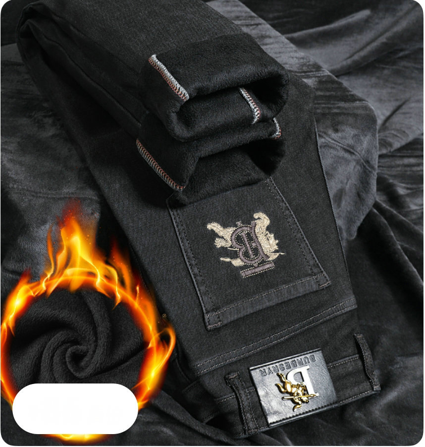 New JEANS Pants pant Men's trousers Stretch FLEECE thickening winter DDicon Embroidered close-fitting jeans cotton slacks washed straight business casual XW2030-1-9