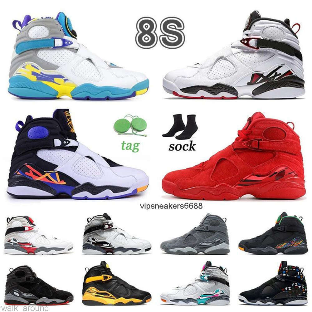 Designer 2023 Mens Basketball Shoes Top Quality 8s Taxi Quai 54 South Beach Aqua Ovos Black Chrome Valentines Day Playoffs