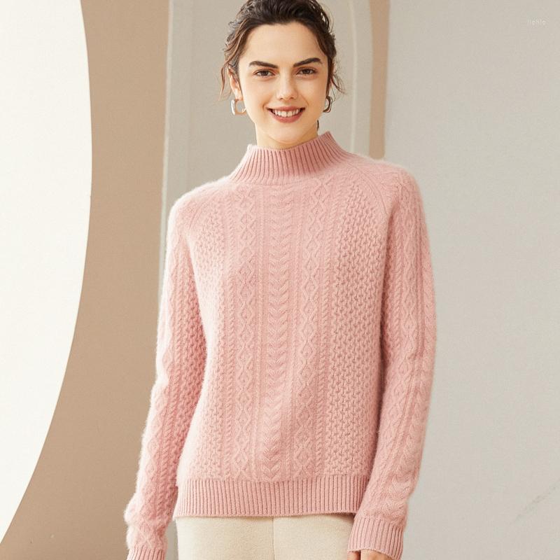 Womens Sweaters 2024 Winter Pure Cashmere Soft Women Long Sleeve Standard Knitwear Fashion Female Tops