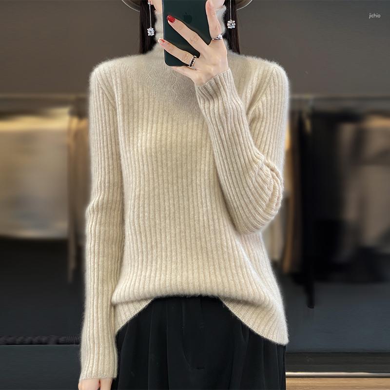 Womens Sweaters Pullover Autumn/Winter Wool Sweater Casual Turtleneck Knit Thick Hollow Tops Ladies Clothes Fashion Slim Blouse