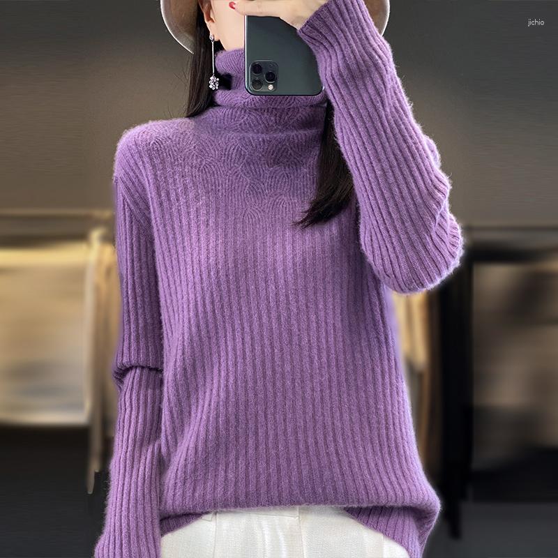 Womens Sweaters Pullover Autumn/Winter Wool Sweater Casual Turtleneck Knit Thick Hollow Tops Ladies Clothes Fashion Slim Blouse