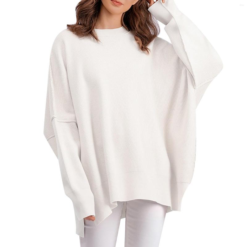 Womens Sweaters Fashion Crew Neck Sweater Solid Color Oversized Pullover For Women Ladies Work