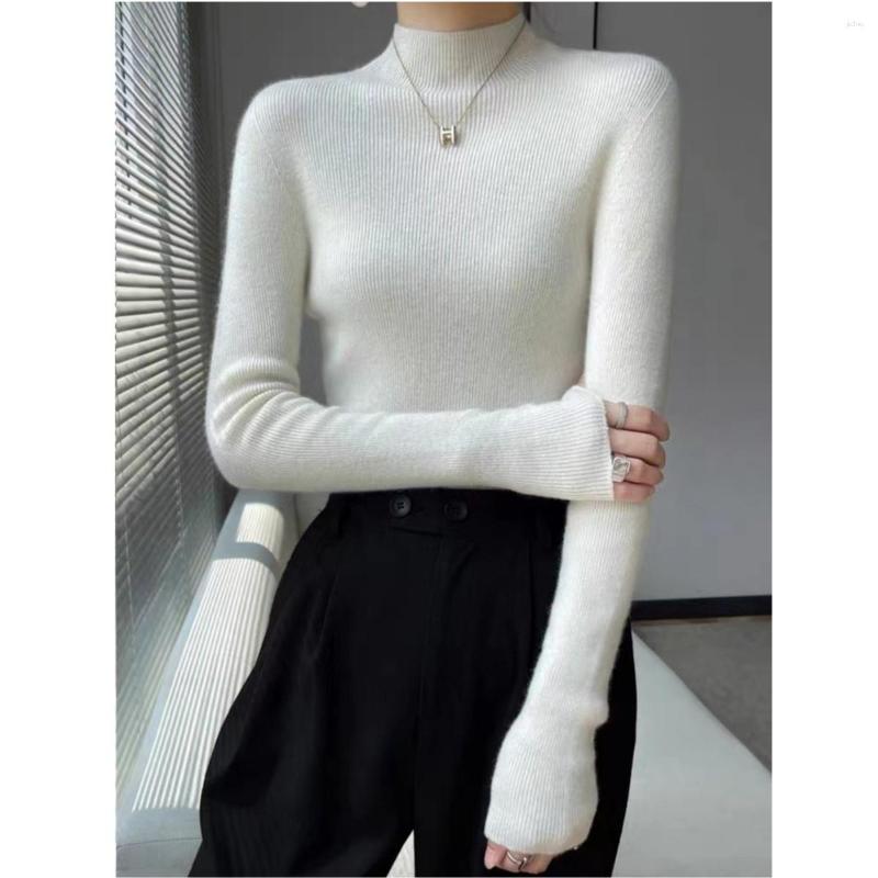 Womens Sweaters 23 Autumn/Winter Fit Versatile Soft Glutinous Wool Cashmere High Neck Seamless Knitted Underlay Sweater