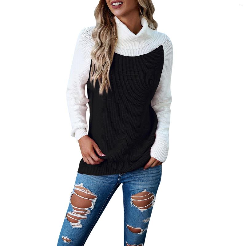Womens Sweaters 2024 Winter Casual Turtleneck Long Sleeve Striped Side Slit Mens Quarter Zip Puffy Sweater Slim