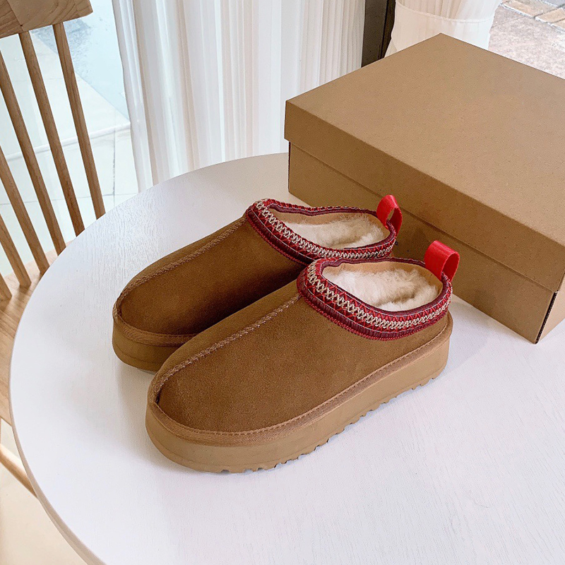 Slippers TAZZ Tasman DISQUETE Fashion shoes Chestnut Black Purple Tan Charcoal Fur Slides Classic Ultra Mini Platform Boot Slip-on Les Suede Winter 35-43