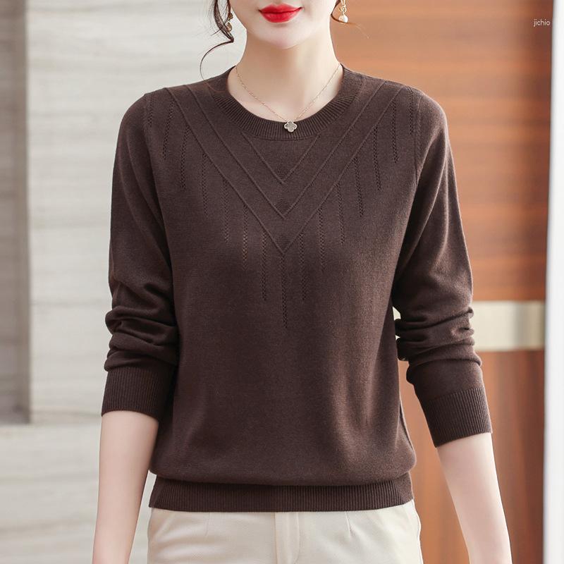 Womens Sweaters Middle Aged Mother Pullovers Tops Spring Autumn Winter Knitwears Bottom Shirt Loose Women Large Size Long Sleeve Sweater