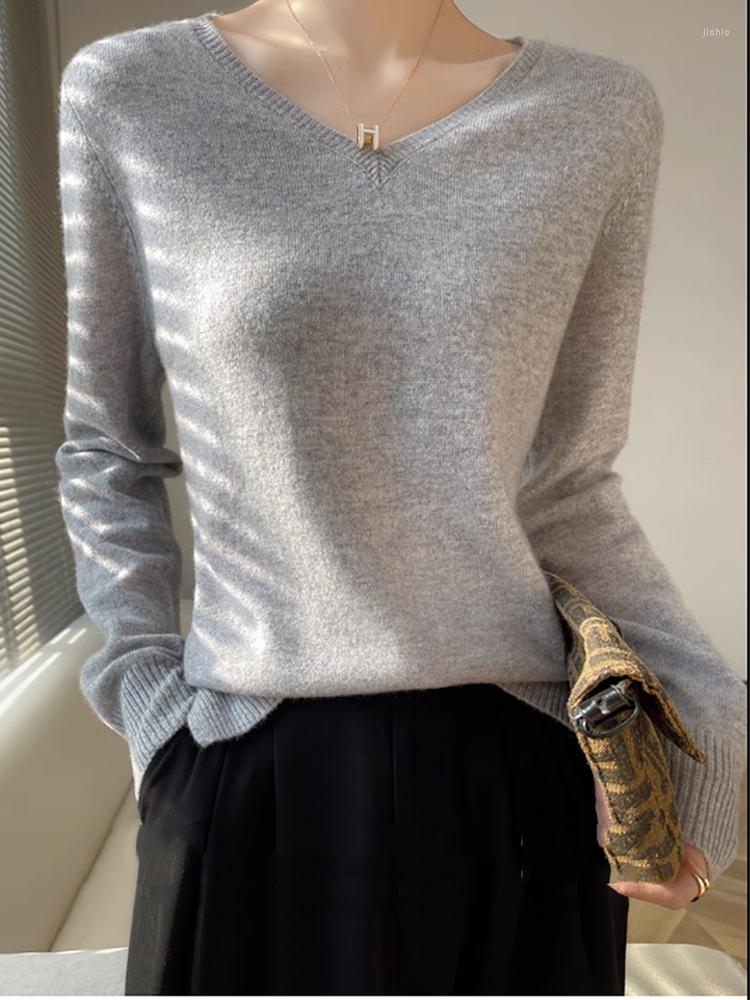 Womens Sweaters BOBOKATEER Knitwear Top Femme V Neck Knitted Pullover Truien Dames Long Sleeve Solid Casual Sweater Woman Sweter Damski