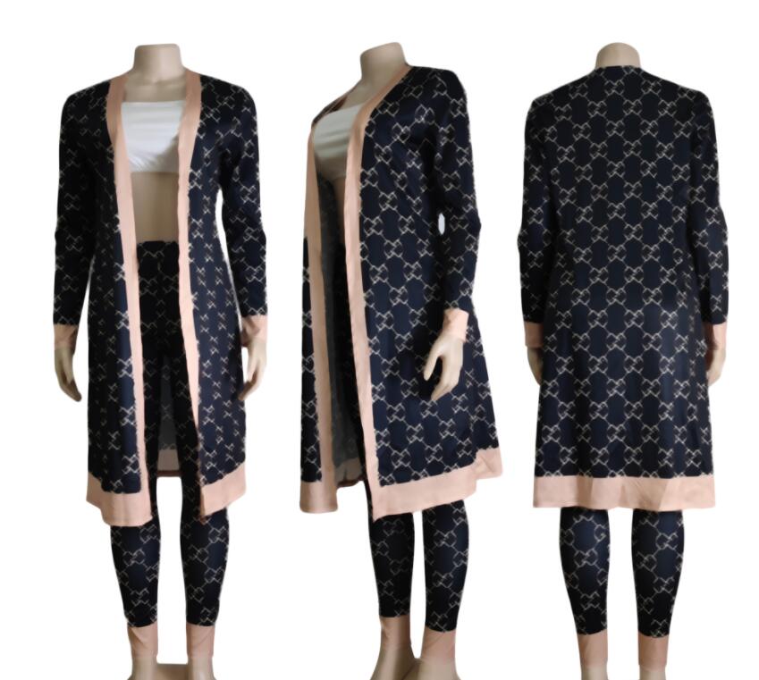 Fashion Womens Tracksuits Sports Suit Daily cardigan dress and Pants Lady G Print Autumn 2 Pieces Jumpsuit Outfits Sport Sweatsuit jogging Sweatsuits